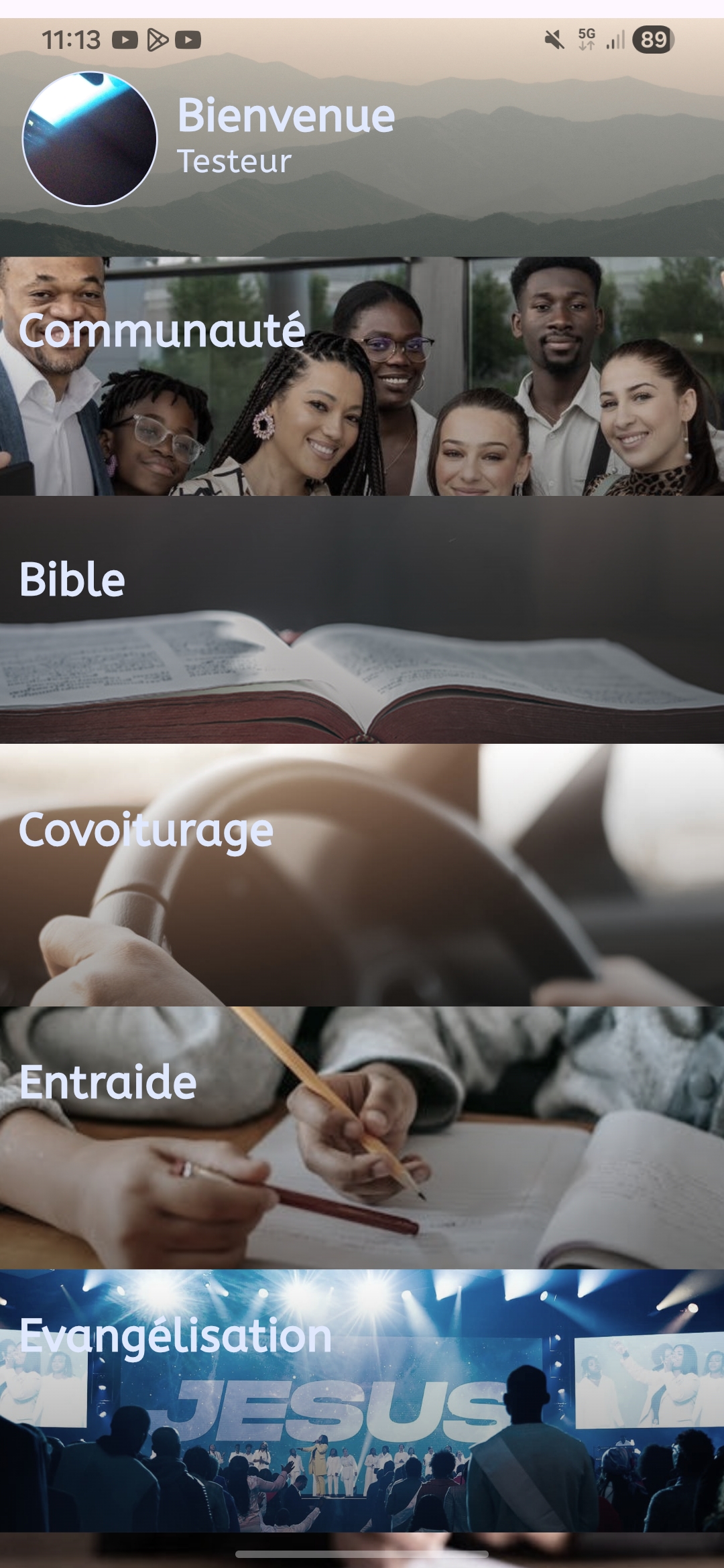 Aperçu de l’application Mon Église 360